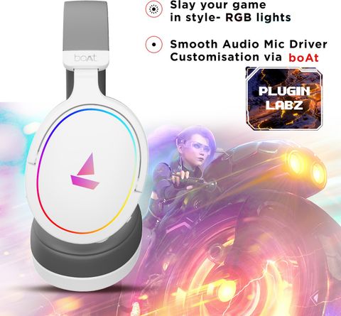 boAt Immortal IM-300 Wired Headset, 50MM Drivers, White Grey - Image 5