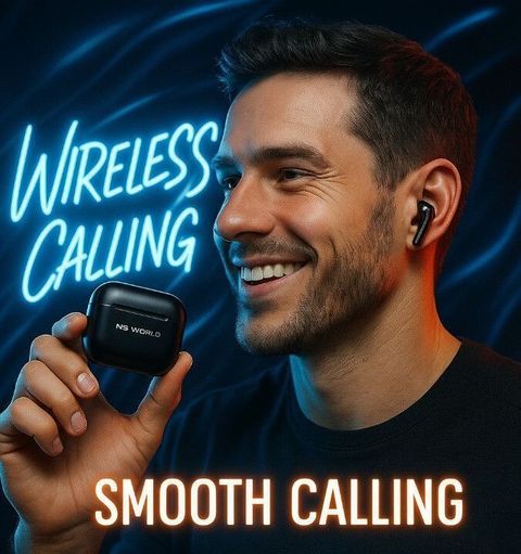 NS WORLD V2.0 TWS Earbuds Black, 20H Playtime, IPX5 - Image 8