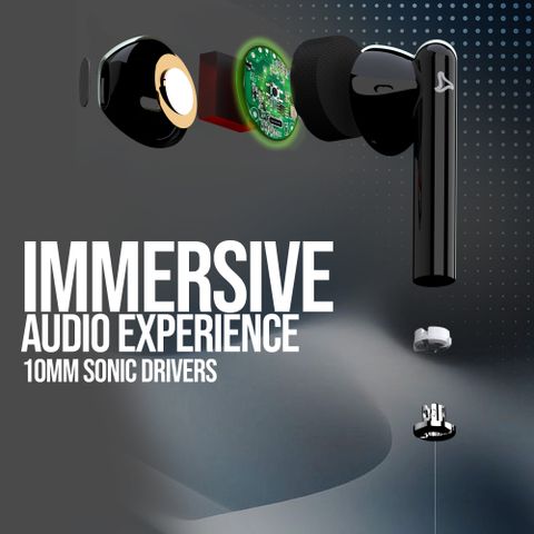 Syska SonicBuds X1 Bluetooth Gaming Headset (Elegant Black, True Wireless) - Image 3