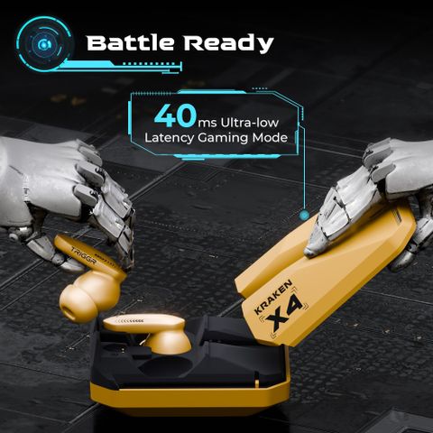 TRIGGR Kraken X4 with 13mm Drivers, 40ms Latency, ENC, 60H Battery, Rubber Finish, v5.4 Bluetooth Gaming Headset (Punk Yellow, True Wireless) - Image 8