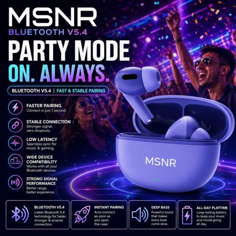 MSNR Rizz Buds Immersio Wireless Earbuds (Purple, True Wireless) - Image 6