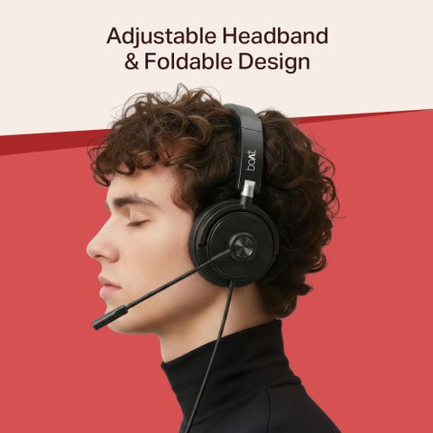 boAt BassHeads 900 C Pro USB Type-C Wired Headphones, Unidirectional Retractable Mic Wired Headset (Black, On the Ear) - Image 8
