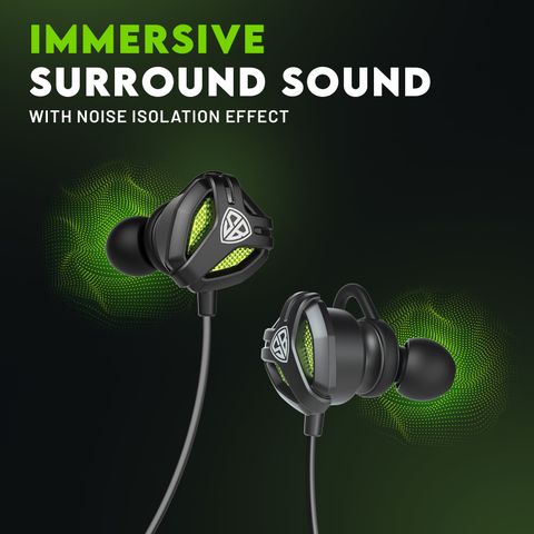 SpinBot BattleBudz C10 Type-C Wired Earphones with Boom Mic (Green) - Image 4