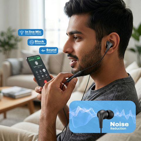 EVM Type-C Earphones [New Launch] Hi-Res Audio, Mic | Noise Isolation | Android iOS Wired Headset (Black, In the Ear) - Image 5