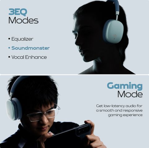 ZEBRONICS Zeb-Silencio 200T, 48dB Hybrid ANC, Upto 100H Backup, App Support, Touch Control Bluetooth Headset (Blue, On the Ear) - Image 8