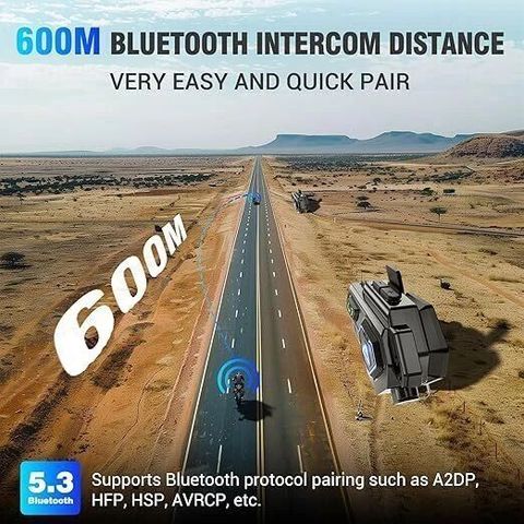 Edyell C8 Pro MotoComm + BTv5.4 Intercom & HiFi Stereo Compatible for All Helmets Helmet bluetooth device with Microphone, Hands Free Calling, Voice Assist, Collision Warnings (600 m 40 hr) - Image 4