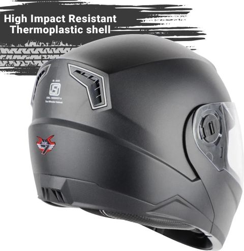 Steelbird SBA-7 7Wings ISI Certified Flip-Up Men and Women Motorbike Helmet (Dashing Black) - Image 7