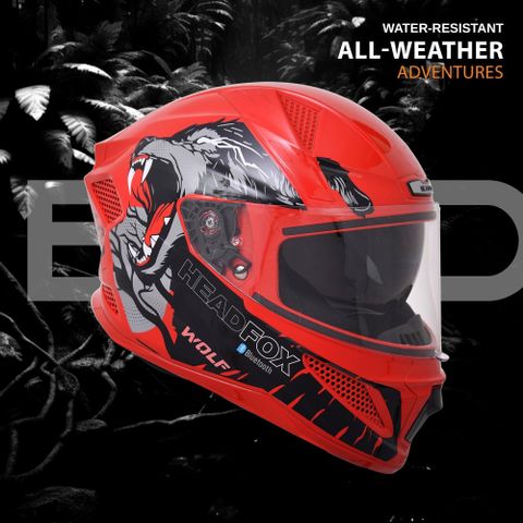 HEADFOX N2F Wolf AI Smart Bluetooth Helmet (Glossy Red) - Image 7