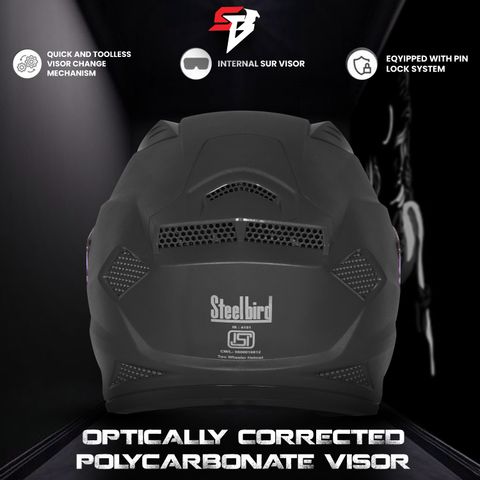 Steelbird SBH-25 Rudra Full Face Helmet (Dashing Black) - Image 7