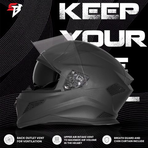 Steelbird SBH-25 Rudra Full Face Helmet (Dashing Black) - Image 6