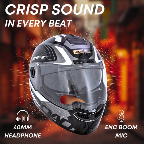 HEADFOX N2 Gloss Air 7 Smart Bluetooth Helmet: Calls, Music , GPS & Voice Asst. Road DV Motorsports Helmet (Glossy Grey) - Image 6
