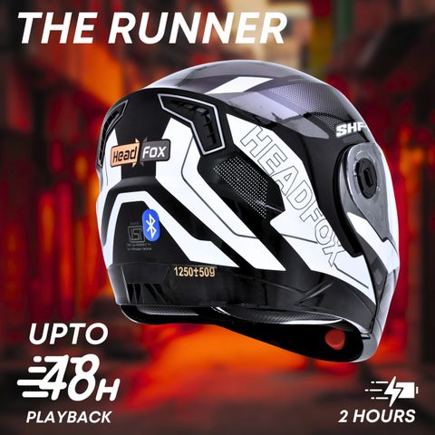 HEADFOX N2 Gloss Air 7 Smart Bluetooth Helmet: Calls, Music , GPS & Voice Asst. Road DV Motorsports Helmet (Glossy Grey) - Image 7