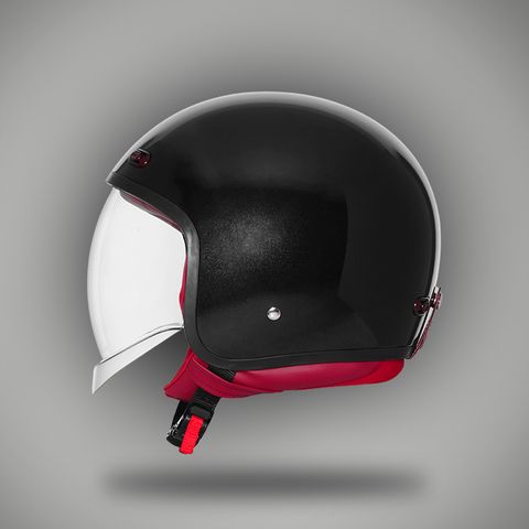 Steelbird SBH 67 Vintage DOT Motorbike Helmet Glossy Black - Image 8