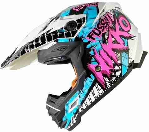 NIKKO N-603 II off Road, ISI Certified White Fuss Motorbike Helmet
