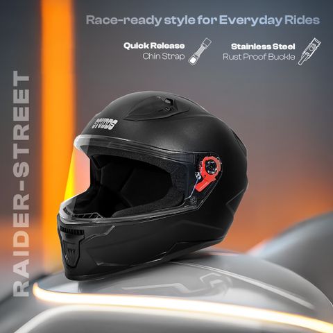 STUDDS Raider Street Motorbike Helmet (Black) - Image 7