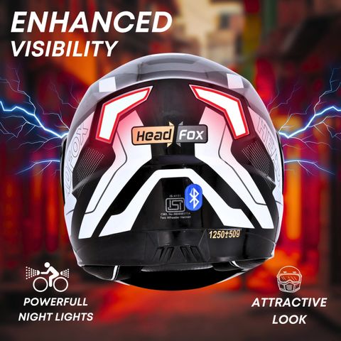 HEADFOX N2 Gloss Air 7 Smart Bluetooth Helmet: Calls, Music , GPS & Voice Asst. Road DV Motorsports Helmet (Glossy Grey) - Image 8