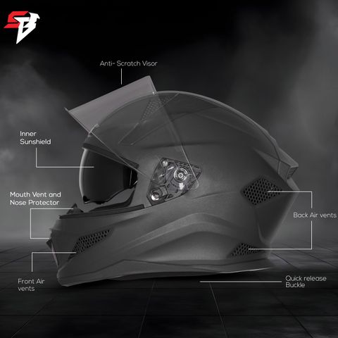 Steelbird SBH-25 Rudra Full Face Helmet (Dashing Black) - Image 4