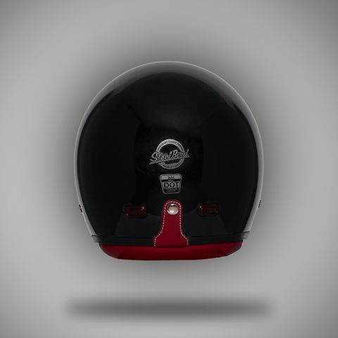 Steelbird SBH 67 Vintage DOT Motorbike Helmet Glossy Black - Image 7