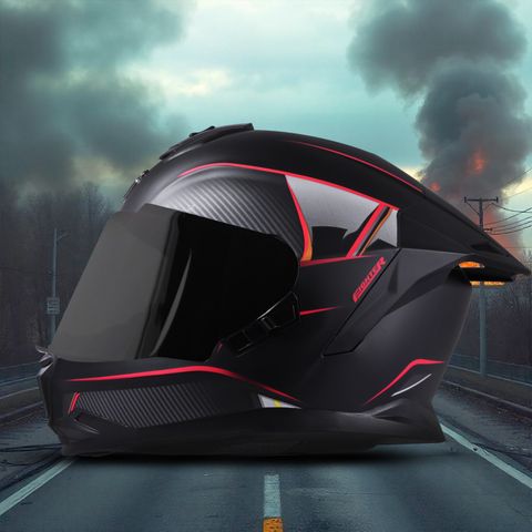 Steelbird SBH-57 Carbon Fighter Full Face Helmet (Glossy Black Red) - Image 6