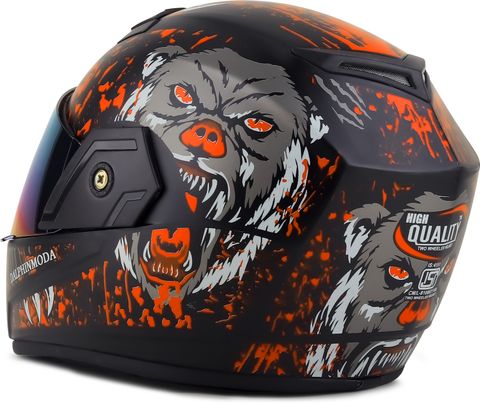 Dalphin Moda Jazz Graphic Wolf Sticker ISI Approved Motorbike Helmet - Image 8