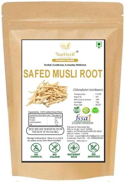 Nut Herb Premium Safed Musli (200 gram ) (White Musli) Dry Roots | 100% Natural (200 g) - Image 4