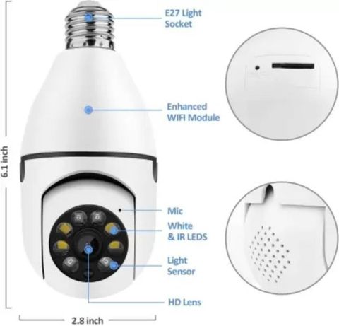 SKY HUB Camera Wireless Bulb Shape Indoor 360° Spy Camera wifi cctv camera with battery Security Camera (64 GB, 1 Channel) - Image 5