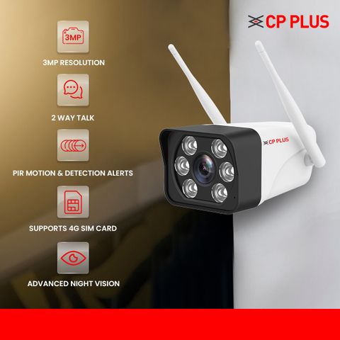CP PLUS CP-V32G 3MP 4G Sim Card Outdoor Bullet with Superior Night Vision Security Camera (1 Channel) - Image 6