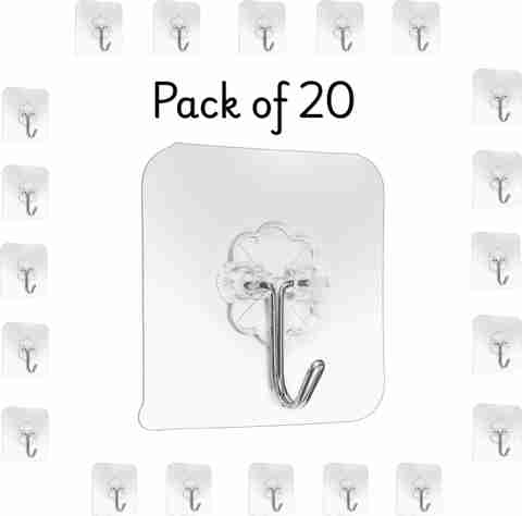 The Home Product Company Strong Adhesive Wall Hook Sticky Hanger Holder for Kitchen Bathroom & Decoration Hook 20 (Pack of 20) - Image 3