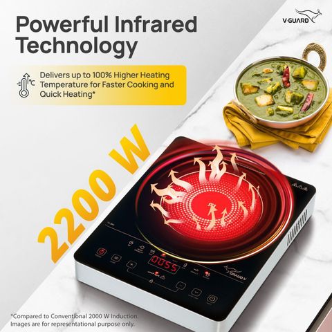 V-Guard 2200W Infrared Cooktop Touch Panel Black VIRC 04 - Image 8