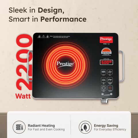 Prestige 2200 W Infrared Cooktop Touch Panel, Jog Dial (Black, PIRC 1.0) - Image 7