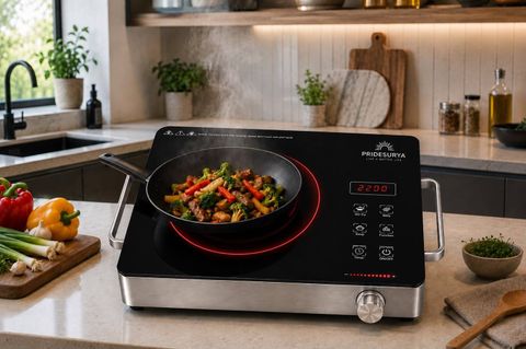PRIDE SURYA 2500W Infrared Cooktop, Jog Dial, Black - Image 8