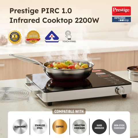 Prestige 2200 W Infrared Cooktop Touch Panel, Jog Dial (Black, PIRC 1.0) - Image 6
