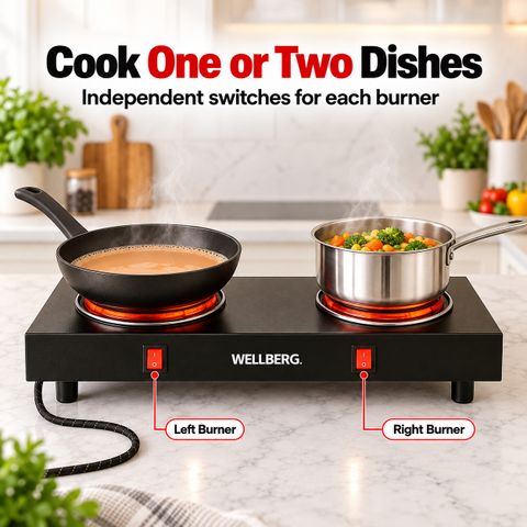 WELLBERG 2000W Radiant Cooktop Push Button Black - Image 6