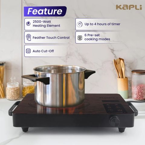 KAPLI 2500 W Radiant Cooktop Touch Panel (Brown, Premium Brown Beauty Infrared Induction Cooktop, Use with All Utensils) - Image 7