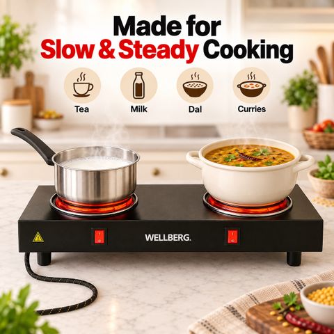 WELLBERG 2000W Radiant Cooktop Push Button Black - Image 4