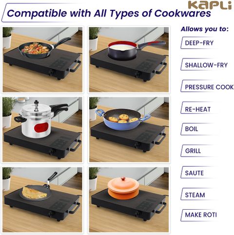 KAPLI 2500 W Radiant Cooktop Touch Panel (Brown, Premium Brown Beauty Infrared Induction Cooktop, Use with All Utensils) - Image 8