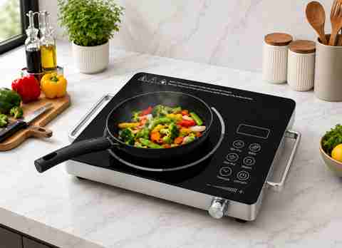 SHA Motherly Love 2200W Infrared Cooktop, Touch Panel, Silver - Image 5