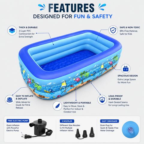 Acqua Scape Ocean Pool Inflatable Bath Tub Multicolor - Image 6