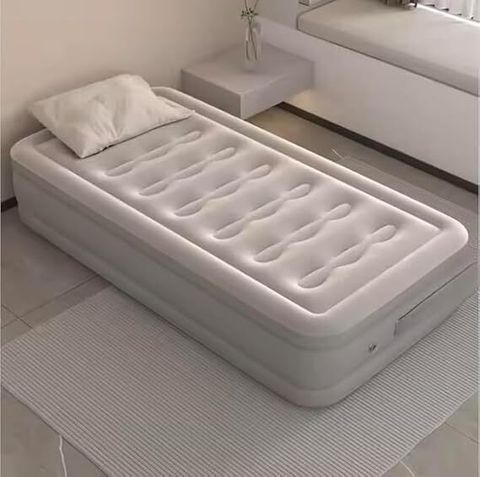 Anshi Double Air Bed | Inflatable Queen Air Mattress with Built-in Pump PU Leatherette 2 Seater Inflatable Sofa (Color - BEIGE, DIY(Do-It-Yourself)) - Image 3