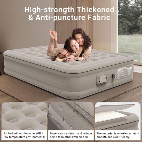 Anshi Double Air Bed | Inflatable Queen Air Mattress with Built-in Pump PU Leatherette 2 Seater Inflatable Sofa (Color - BEIGE, DIY(Do-It-Yourself)) - Image 7