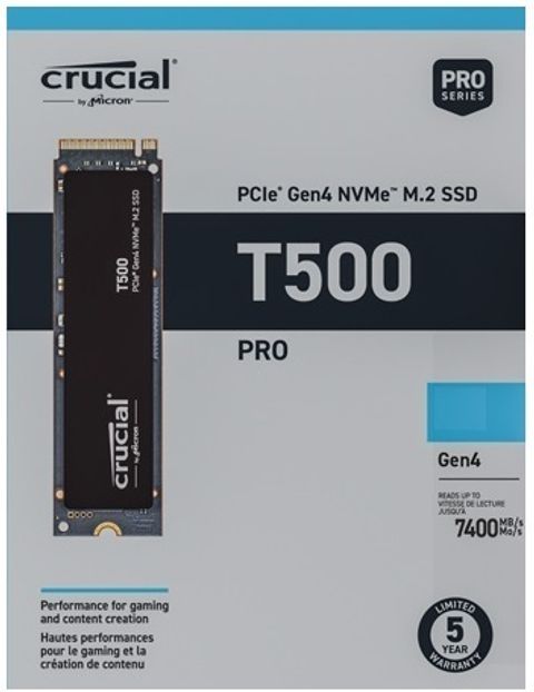 Crucial T500 1 TB Desktop, Laptop Black PCIe NVMe Internal Solid