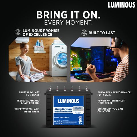 LUMINOUS 48 Months Warranty Tubular Inverter Battery (200 Ah, AMP - AP20048TT) - Image 8