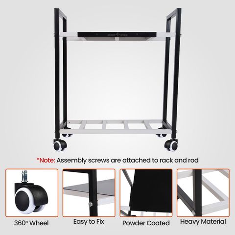Shop4Ever Heavy-Duty Inverter Trolley Stand with Wheels (Black) - Image 7