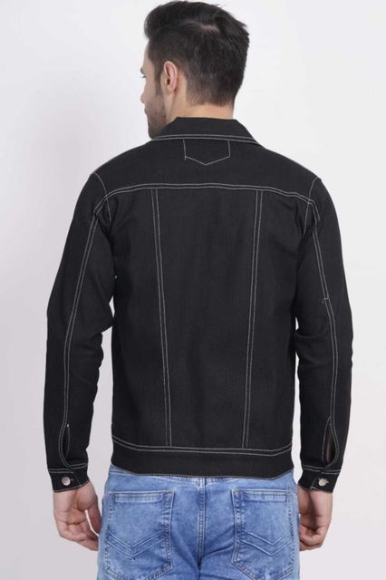 Home Nation Men Solid Denim Jacket - Image 3
