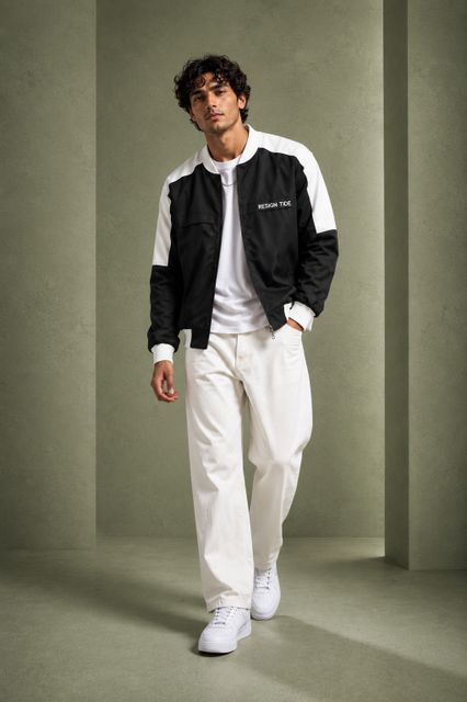 LIZBEE Men Colorblock Bomber Jacket - Image 8
