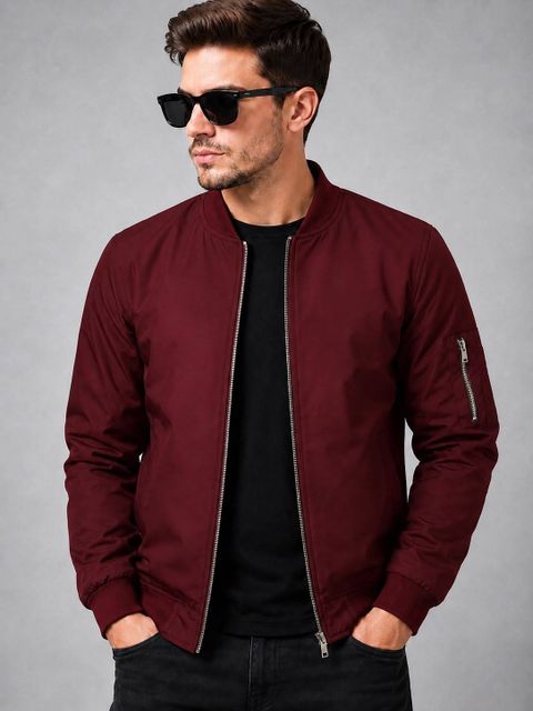 GDCARTZ Men Solid Bomber Jacket - Image 8