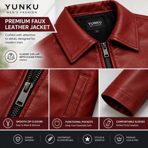 YUNKU Men Solid Casual Jacket - Image 5