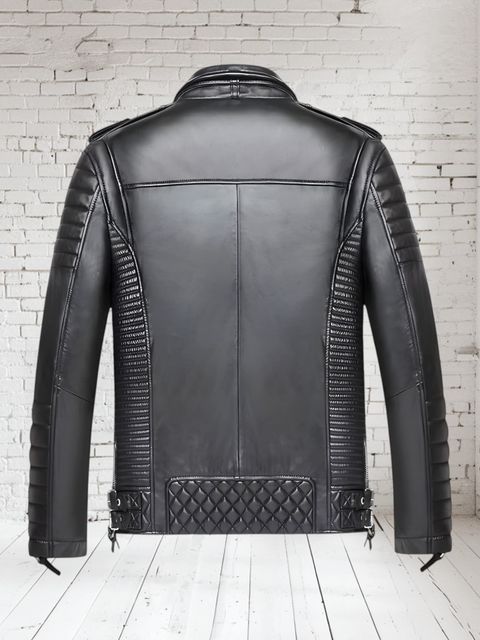 febric collection Men Solid Leather Jacket - Image 6