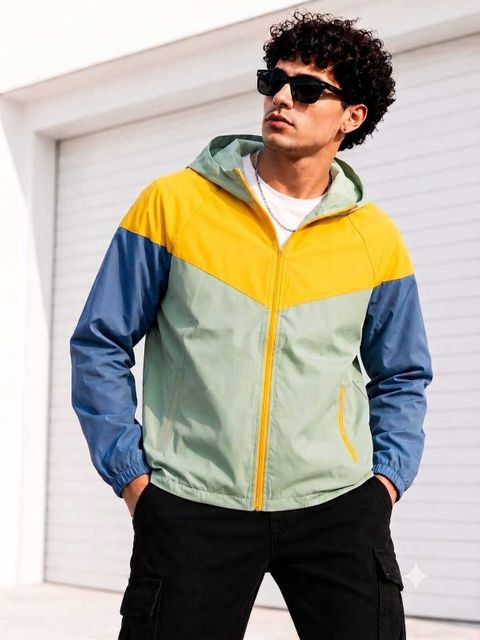 Shofiza Men Colorblock Casual Jacket - Image 3