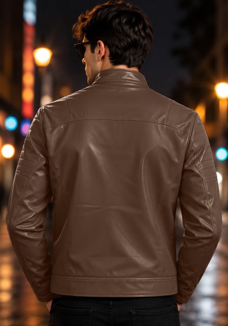 MOTREX Men Solid Leather Jacket - Image 3